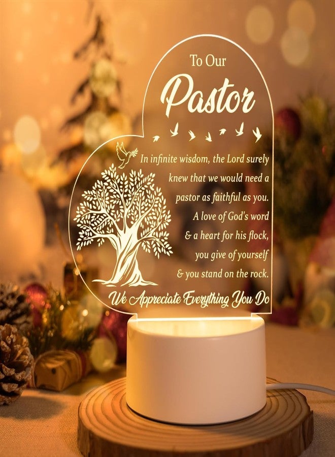 Gifzy Pastor Appreciation Gifts - Engraved Acrylic Night Light, Pastor Gifts for Women, Anniversary, Religious Christian Gifts, Christmas Gifts for Pastor, Thank You Present Tabletop Gift - Image 1