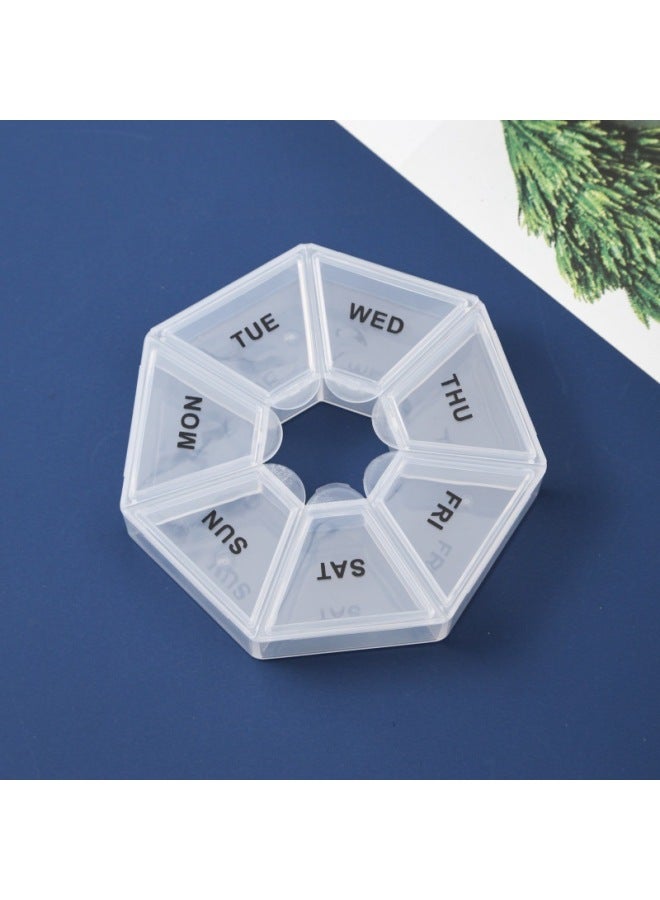 7-corner Pill Box With One Week, Round Seven-compartment Portable One-week Divided Small Pill Box, Mini 7-day Portable Divided elry Box
