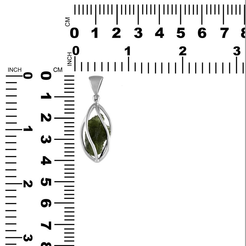 Starborn Rough Moldavite Silver Cage Pendant (35) - Image 4