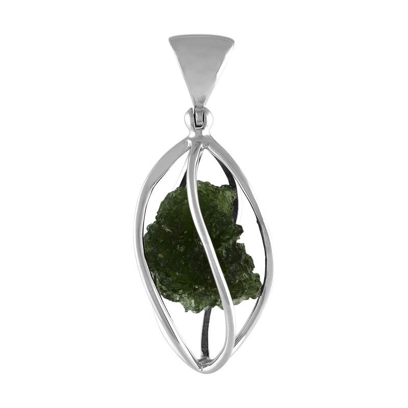 Starborn Rough Moldavite Silver Cage Pendant (35) - Image 3