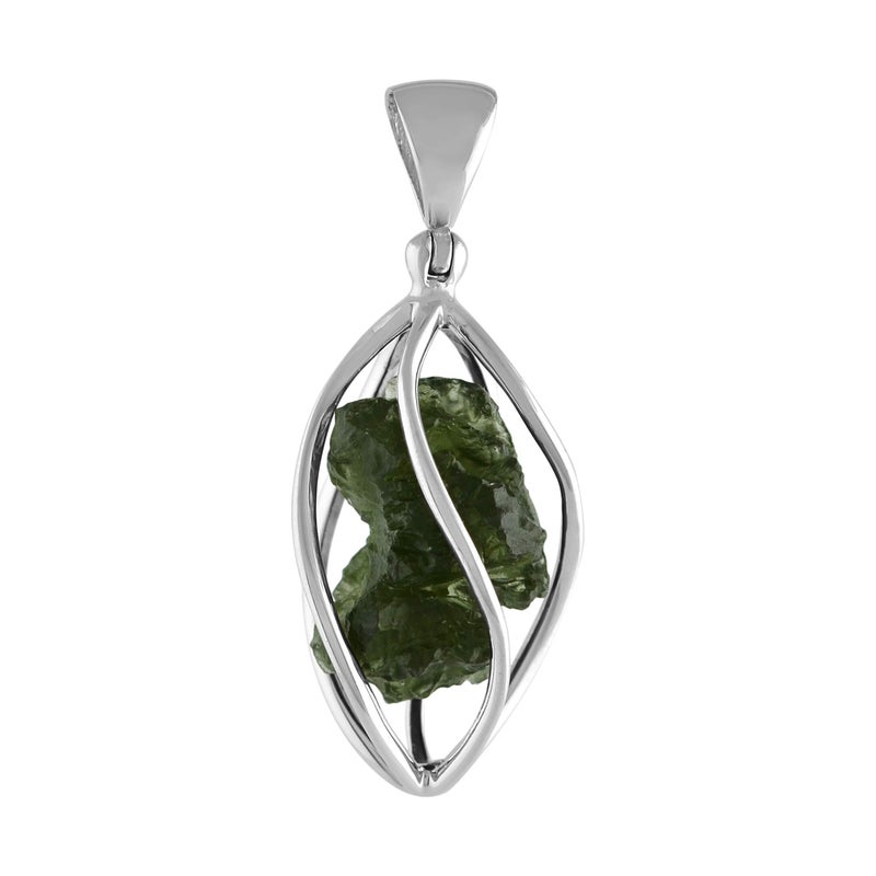 Starborn Rough Moldavite Silver Cage Pendant (35) - Image 2