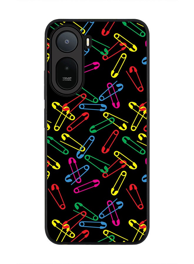 Stylizedd Rugged Case for Xiaomi Redmi A7 Pro 4G / Poco C81 / Poco C81 Pro / Poco C85x 5G- Slim Fit Hybrid Rubber Cover Safety Pins