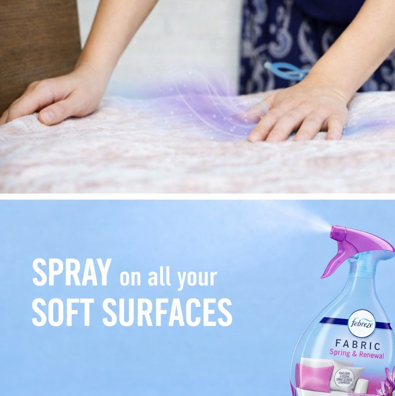Febreze Fabric Spray Spring & Renewal 700ML, Long Lasting Fresh Scent, Eliminates Tough Odors from Sofas Carpets Curtains Bedding, Deep Fabric Odor Remover for Home & Pet Areas - Image 4