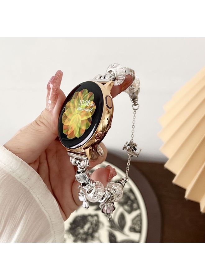 Loquat Metal Pandora Bead Chain For Huawei WatchGT4 Watch Band GT234nGlory Magic2 Strap-Color:【strap Only】 Crystal White-suitable For Huawei Gt2/gt3 【42mm】  - Image 1