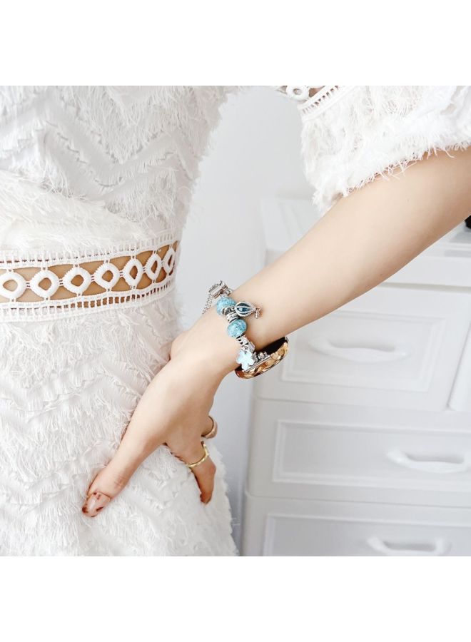 Loquat Metal Pandora Bead Chain For Huawei WatchGT4 Watch Band GT234nGlory Magic2 Strap-Color:【strap Only】 Crystal White-suitable For Huawei Gt2/gt3 【42mm】  - Image 5