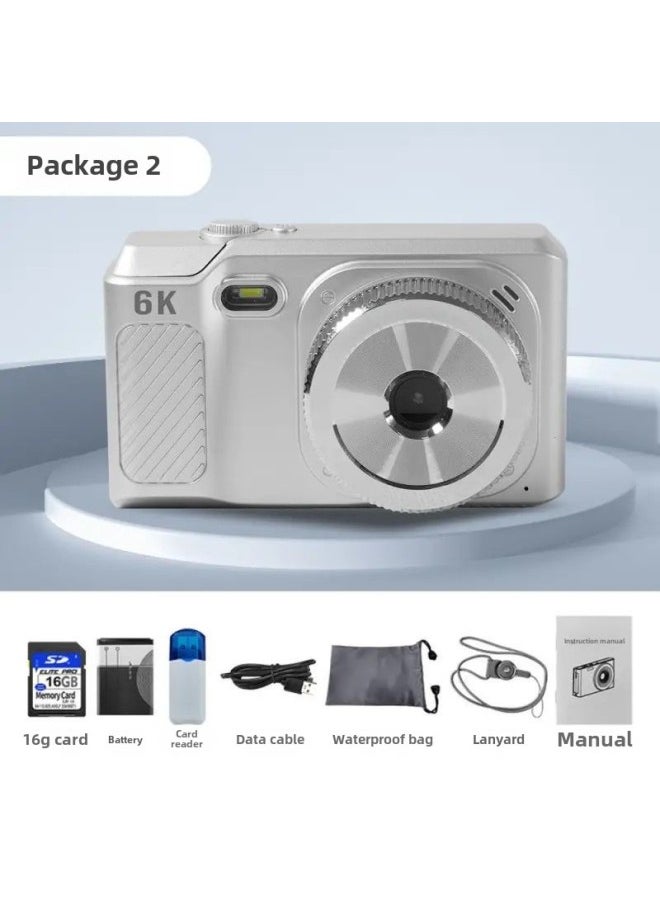 Generic - 6800w Pixel Digital Camera Student Party HD Entry Level Portable Camera Retro CCD-Body Color:68.0million Pixels Technology Silver  - Package 2 - Image 1