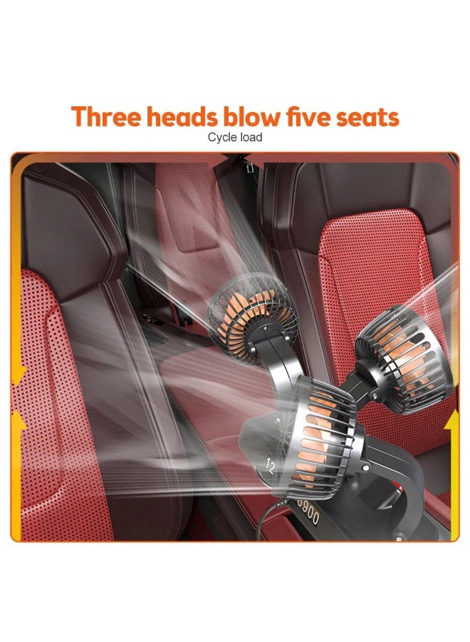 NIBEMINENT 3 Head Car Cooling Fan, 360° Rotatable Adjustable 24V Cooling Air Fan Brushless Motor Low Noise Automobile Vehicle Fan with Aromatherapy Box and Parking Number Plate 2 Speeds Big Wind Power  - Image 5