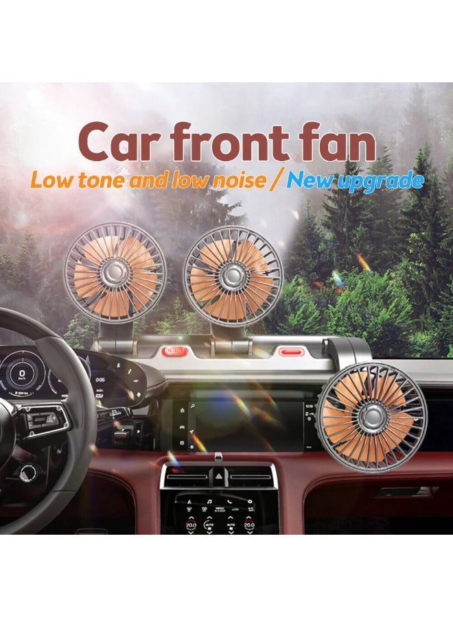 NIBEMINENT 3 Head Car Cooling Fan, 360° Rotatable Adjustable 24V Cooling Air Fan Brushless Motor Low Noise Automobile Vehicle Fan with Aromatherapy Box and Parking Number Plate 2 Speeds Big Wind Power  - Image 4