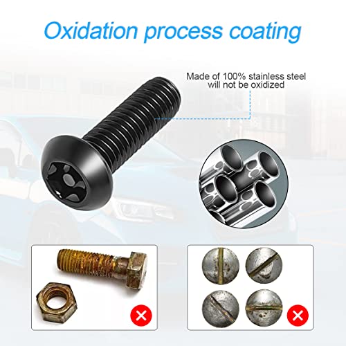 YALOK Anti Theft License Plate Screws Kits- Rustproof Stainless Steel Car Tag Plate Mounting Hardware, M6 (1/4") Tamper Proof Fastener Nut, Caps Cover for Front Rear Frame Holder Mounting（AT-Black/8） - Image 3