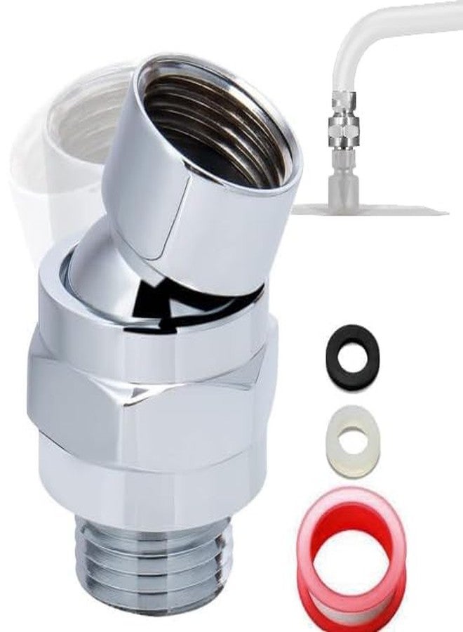 Elfzone Shower Head Swivel Adapter - Shower Head Swivel Ball Adapter，Solid Brass Shower Connector Ball Joint Adjustable Universal Shower Arm Extension Component (Brushed Nickel) - Image 1