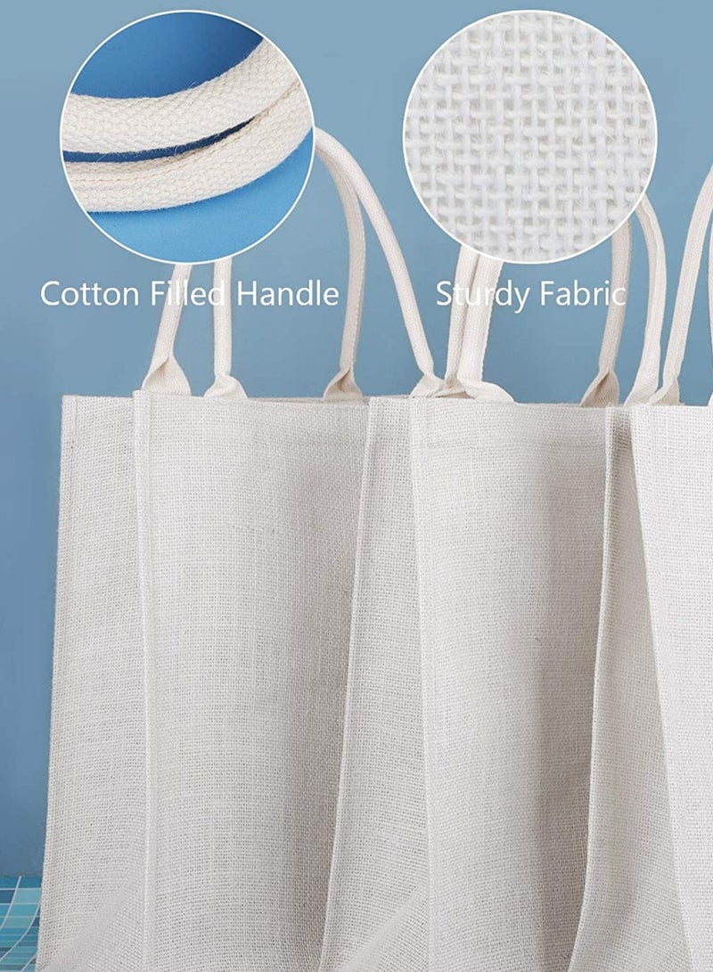 Eco-neutral 3-Piece Waterproof Coating with Soft Handle Jute Tote Shopping Bag - Image 2