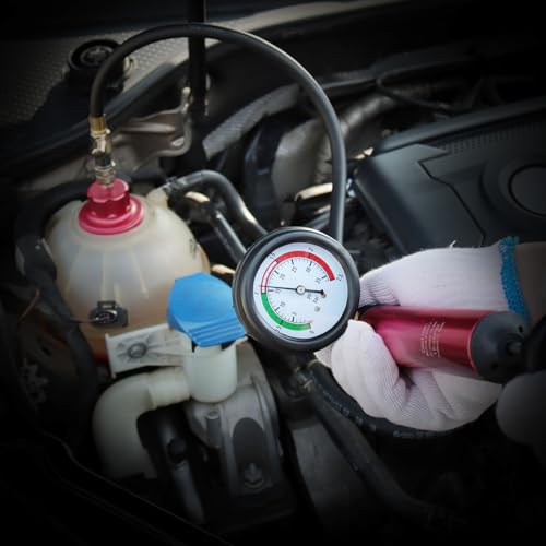 JIFETOR 14PCS Radiator Pressure Tester Tool Kit with Aluminium Pump and Metal Adapters, Red - Image 5