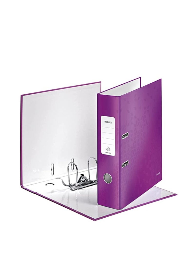 LEITZ LEITZ WOW LAMINATED LEVER ARCH FILE A4 80MM PURPLE  - Image 1