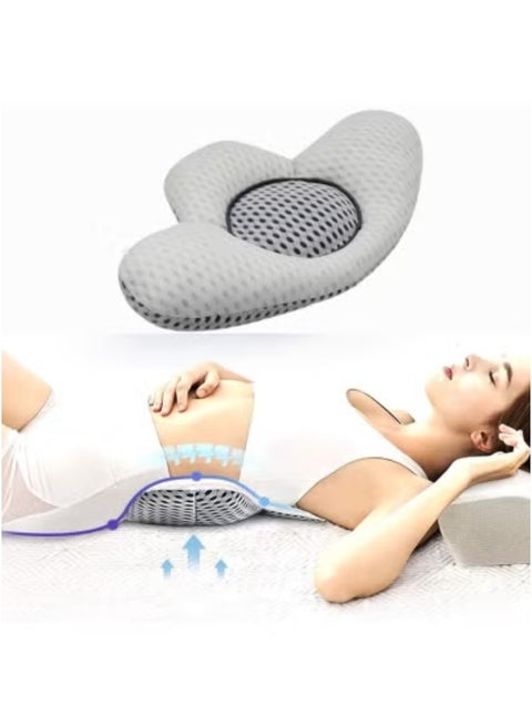 Adjustable Height 3D Lower Back Support Pillow for Sleeping – Ergonomic Memory Foam Sciatic Pain Relief Cushion with Unique Leaf Shape Design – Ideal for Back & Stomach Sleepers, Pregnancy and Maternity Waist Support – Promotes Healthy Posture and Spine Alignment – Comfortable, Breathable & Removable Cover (Off-White)