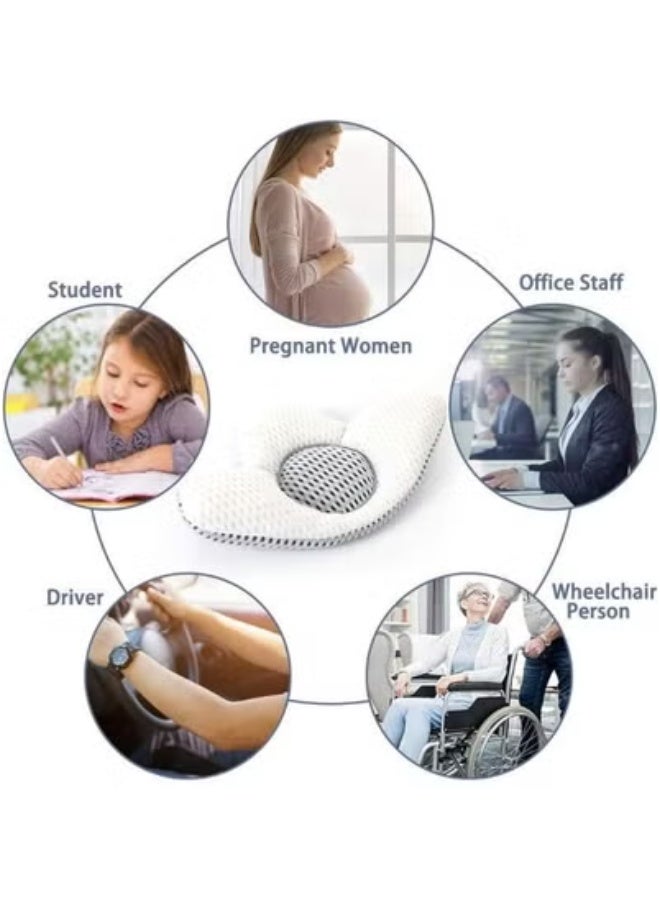 Adjustable Height 3D Lower Back Support Pillow for Sleeping – Ergonomic Memory Foam Sciatic Pain Relief Cushion with Unique Leaf Shape Design – Ideal for Back & Stomach Sleepers, Pregnancy and Maternity Waist Support – Promotes Healthy Posture and Spine Alignment – Comfortable, Breathable & Removable Cover (Off-White)