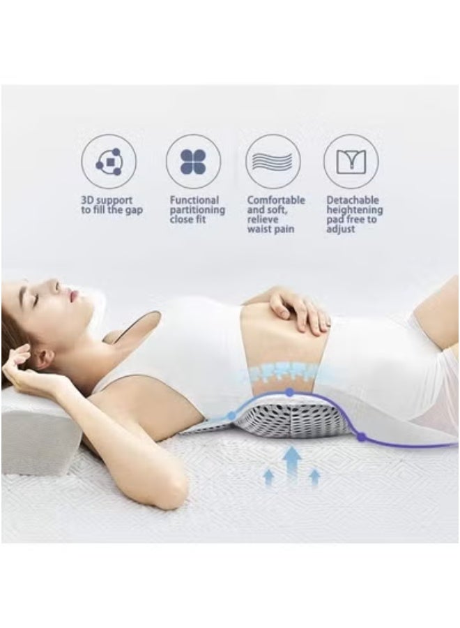 Adjustable Height 3D Lower Back Support Pillow for Sleeping – Ergonomic Memory Foam Sciatic Pain Relief Cushion with Unique Leaf Shape Design – Ideal for Back & Stomach Sleepers, Pregnancy and Maternity Waist Support – Promotes Healthy Posture and Spine Alignment – Comfortable, Breathable & Removable Cover (Off-White)