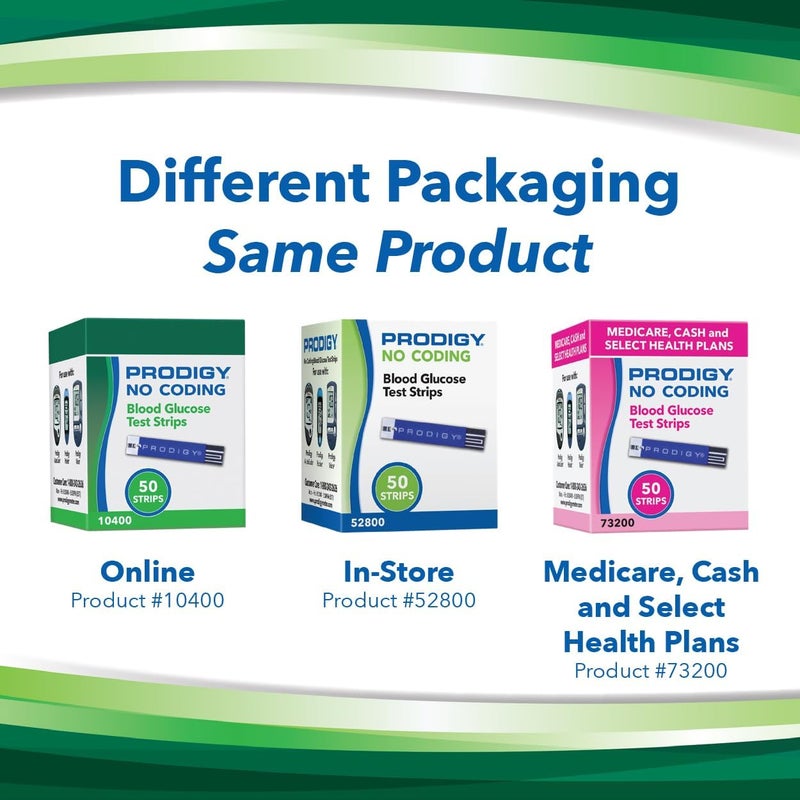 PRODIGY 10400 No Coding Test Strips Box of 50 Strips Online Version of 52800  73200 - Image 2
