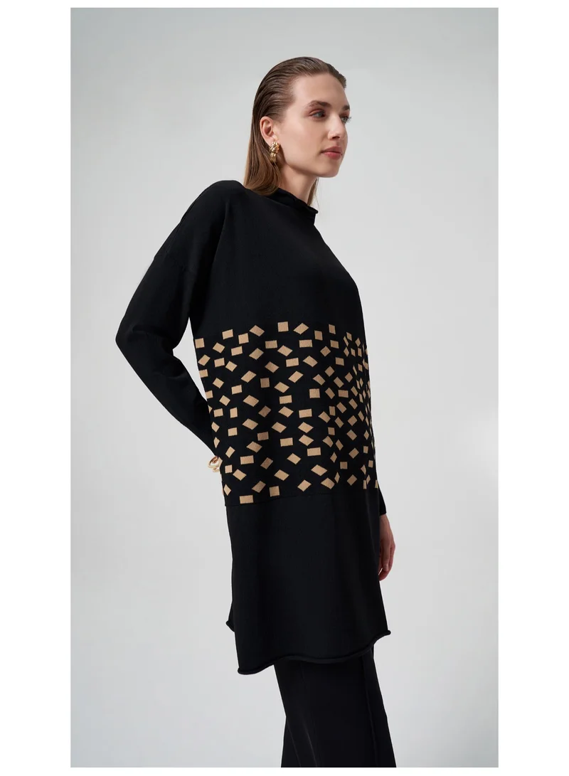MissWhence Geometric Motif Patterned Knitwear - Camel