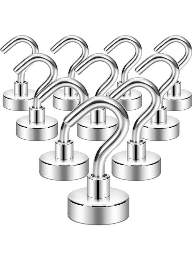 10-Piece Heavy Duty Magnetic Hanging Hook Silver  - Image 1