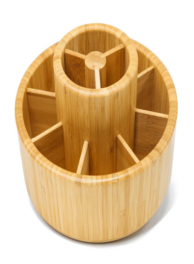 VaeFae Bamboo Pen Holder Organizer, Round Rotating Art Supply Organizer, Hold 420 Pencils, Desktop Storage for Marker Pens, Colored Pencil, Art Brushes, etc. - Image 5