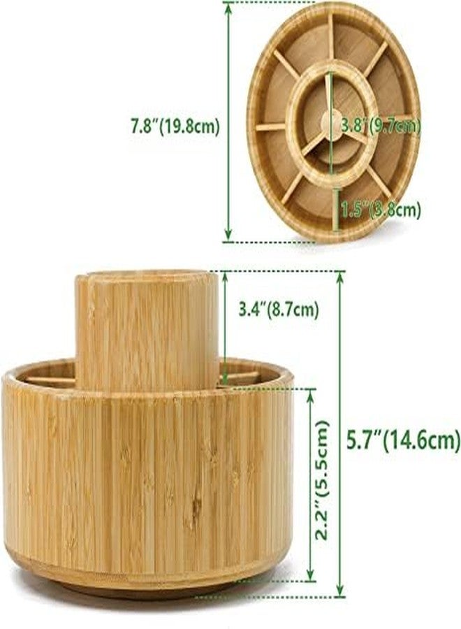 VaeFae Bamboo Pen Holder Organizer, Round Rotating Art Supply Organizer, Hold 420 Pencils, Desktop Storage for Marker Pens, Colored Pencil, Art Brushes, etc. - Image 3