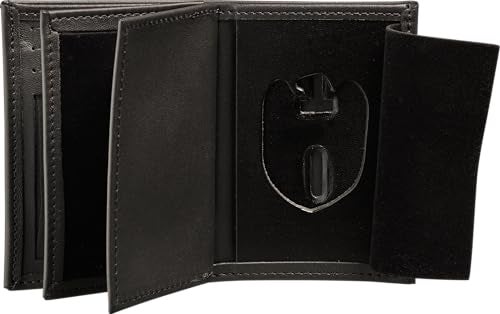 Perfect Fit Shield Wallets Perfect Fit Hidden Badge Bifold Wallet NCIS Badge and ID Case Hidden Badge Wallet Cutout PF 1192 Black Leather - Image 1