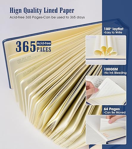 Ansopu Lined Journal Notebook -365 Pages A5 Thick Journals for Writing Ruled Notebook, Hardcover Leather Journal for Women Men, Daily Notebook for Work, Note Taking, 100Gsm Paper( 5.75'' X 8.38'' Darkblue) - Image 3