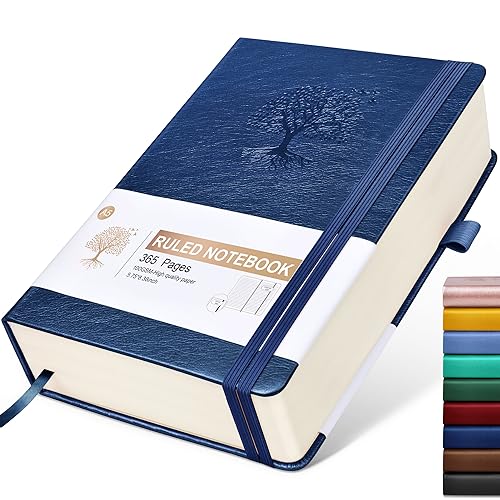Ansopu Lined Journal Notebook -365 Pages A5 Thick Journals for Writing Ruled Notebook, Hardcover Leather Journal for Women Men, Daily Notebook for Work, Note Taking, 100Gsm Paper( 5.75'' X 8.38'' Darkblue) - Image 1