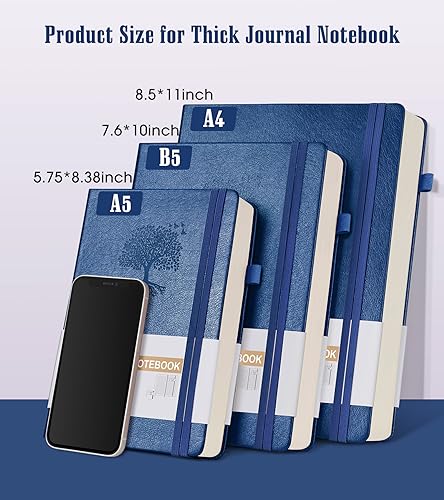 Ansopu Lined Journal Notebook -365 Pages A5 Thick Journals for Writing Ruled Notebook, Hardcover Leather Journal for Women Men, Daily Notebook for Work, Note Taking, 100Gsm Paper( 5.75'' X 8.38'' Darkblue) - Image 2