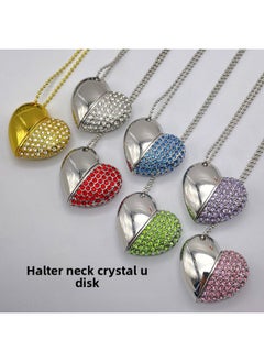 Generic Crystal USB Flash Disk Brick-inlaid Heart-shaped USB Flash Disk 32G Creative Jewelry 64G Brick Gift USB Flash Disk High Speed 3.0logo-Color:White-Capacity:USB3.0/32GB  - Image 3