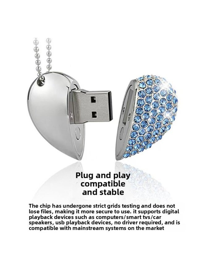 قرص فلاش USB كريستالي قرص فلاش USB مرصع بالطوب على شكل قلب 32 جيجا مجوهرات إبداعية 64 جيجا هدية من الطوب قرص فلاش USB عالي السرعة 3.0 شعار اللون: أبيض - السعة: USB3.0 / 32 جيجابايت  - Image 4