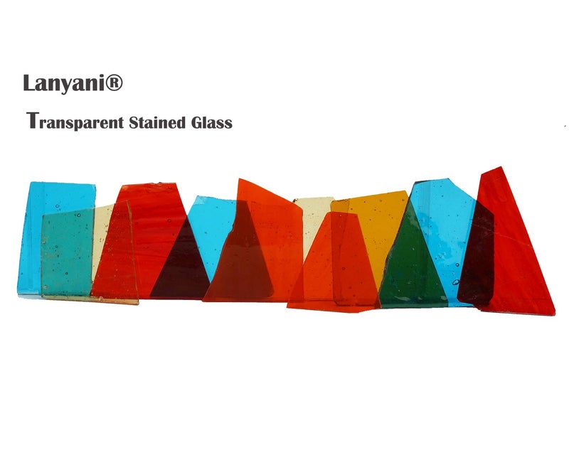 Lanyani Transparent Cathedral Stained Glass Pieces Sheets, Glass Mosaic Tiles Supplies for Crafts, Irregular Shape and Mixed Colors, 2.2 Pound Value Pack - Image 5
