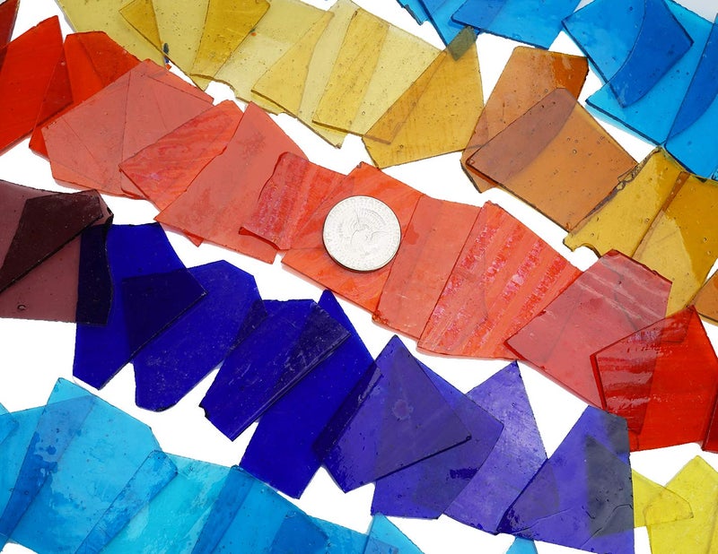 Lanyani Transparent Cathedral Stained Glass Pieces Sheets, Glass Mosaic Tiles Supplies for Crafts, Irregular Shape and Mixed Colors, 2.2 Pound Value Pack - Image 3