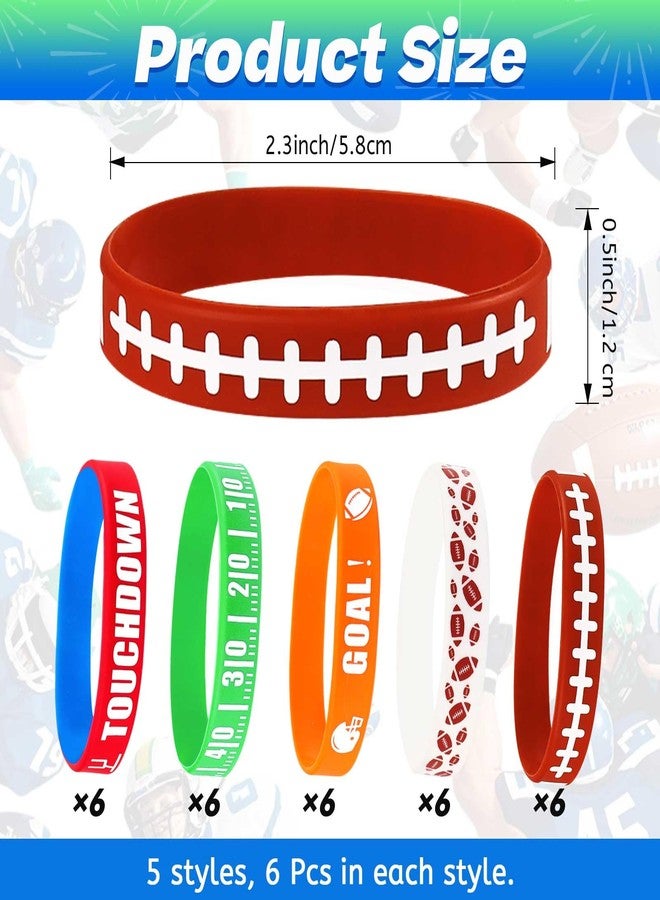 VICROIC 30 PCS Football Silicone Bracelets Rubber Wristbands, Football Motivational Rubber Bracelets for School Awards Gifts Sports Themed Party Favors - Image 2
