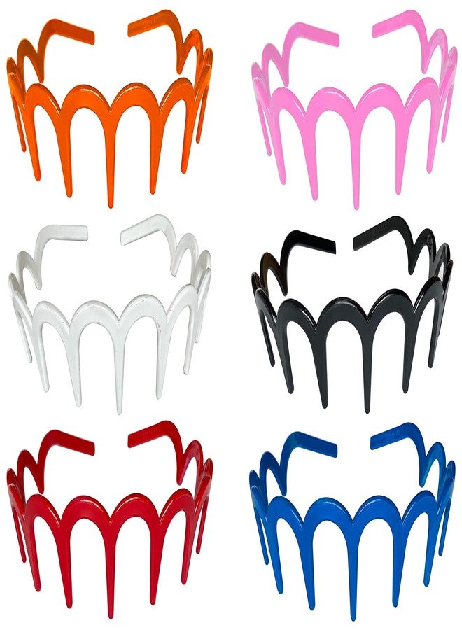 التعارف مجموعة آنا كرييشنز المكونة من 6 قطع من أمشاط الأسنان البلاستيكية اللامعة متعددة الألوان، ربطات شعر بلاستيكية فاخرة للبنات والسيدات - Image 2