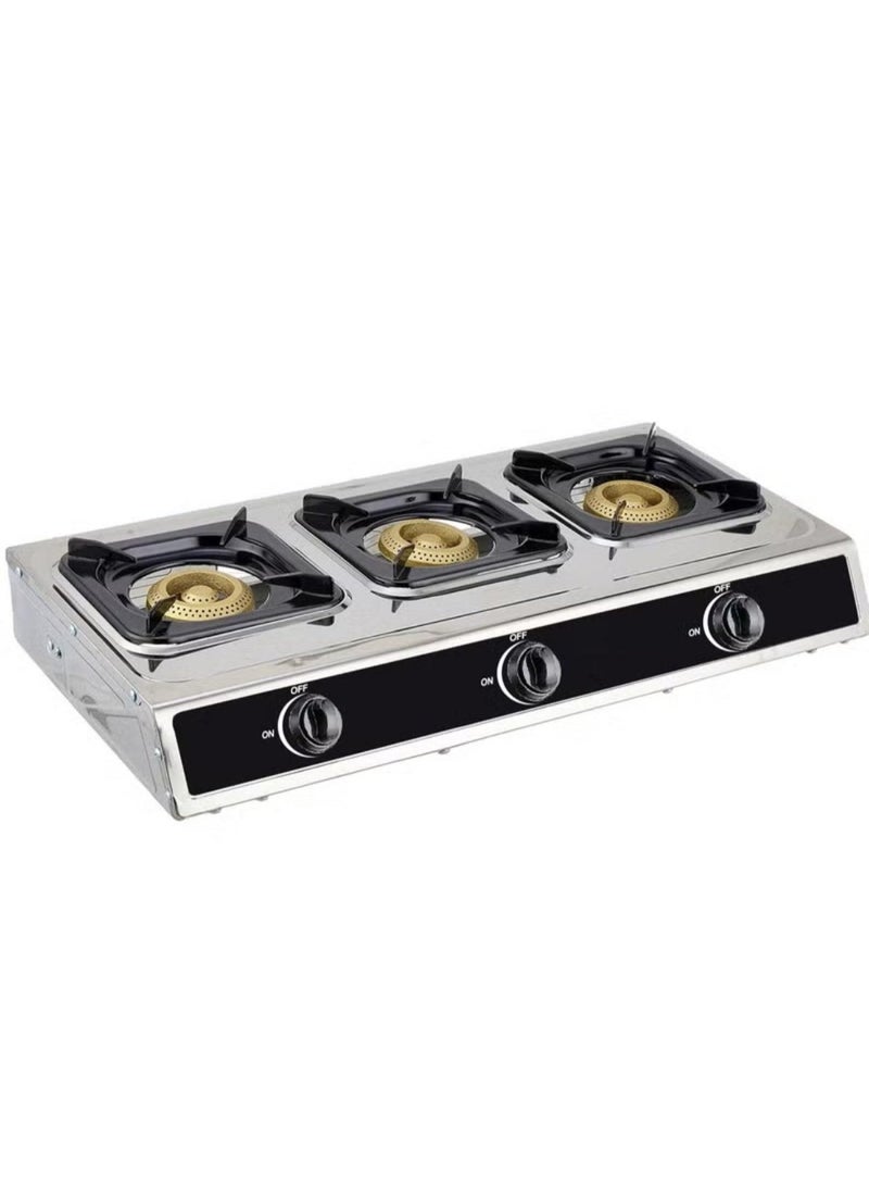 Denx 3 Burners Gas Stove Auto Ignition With Stainless Steel Surface - Image 2