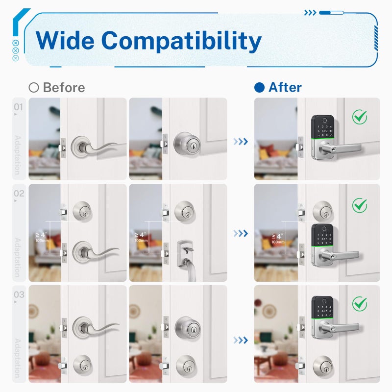 KUCACCI Keypad Smart Door Lock with Handle: Kucacci Keyless Entry Door Lock - Smart Lock for Front Door - Electronic Door Lock with Keypad for Exterior Door - Deadbolt Lever Alternative - Easy Installation - Image 5
