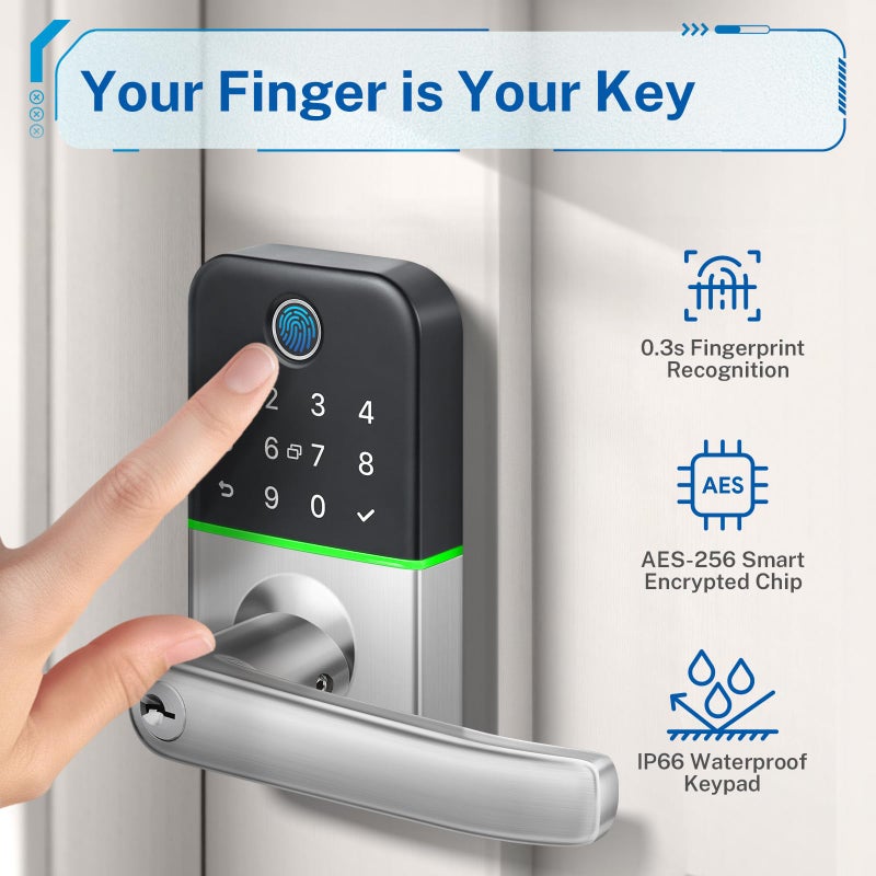KUCACCI Keypad Smart Door Lock with Handle: Kucacci Keyless Entry Door Lock - Smart Lock for Front Door - Electronic Door Lock with Keypad for Exterior Door - Deadbolt Lever Alternative - Easy Installation - Image 4