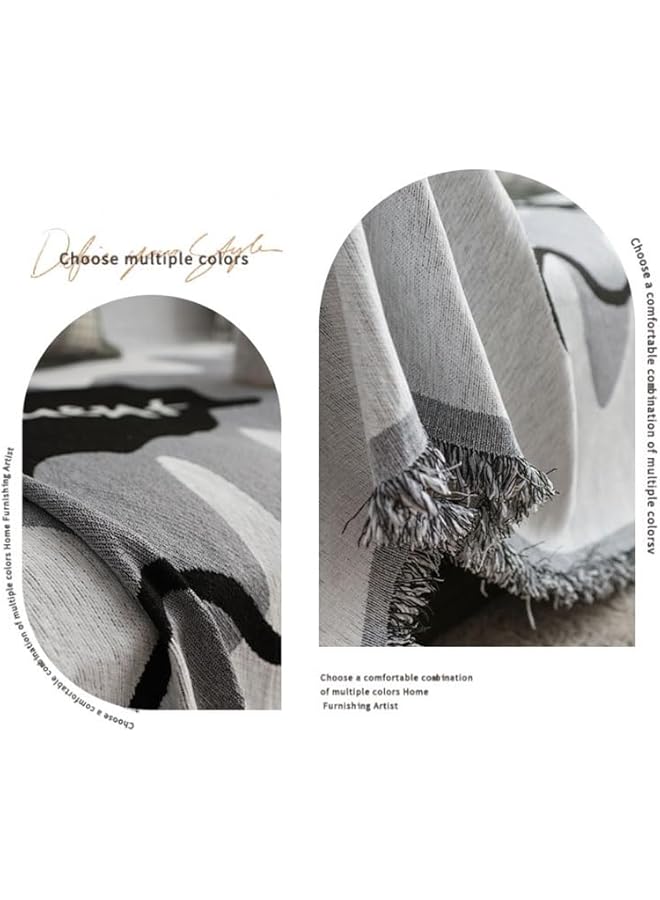 The Bros غطاء أريكة مزدوج الجوانب من الشنيل غطاء أريكة عصري على الطراز الاسكندنافي لكرسي 3 مقاعد مزين بالخرز غطاء أريكة منسوج قابل للغسل بطانية ناعمة غير قابلة للانزلاق (180 * 260 رمادي) - Image 2