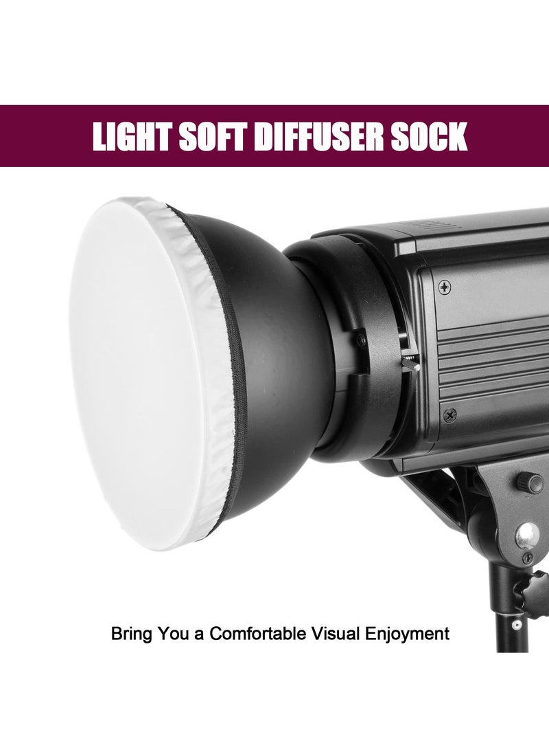 Zikra غطاء مصباح ناشر ناعم، 4 قطع غطاء مصباح أبيض، 7 بوصات/ 18 سم غطاء ضوء ناشر قماش قياسي لمصباح فلاش LED فيديو - Image 2