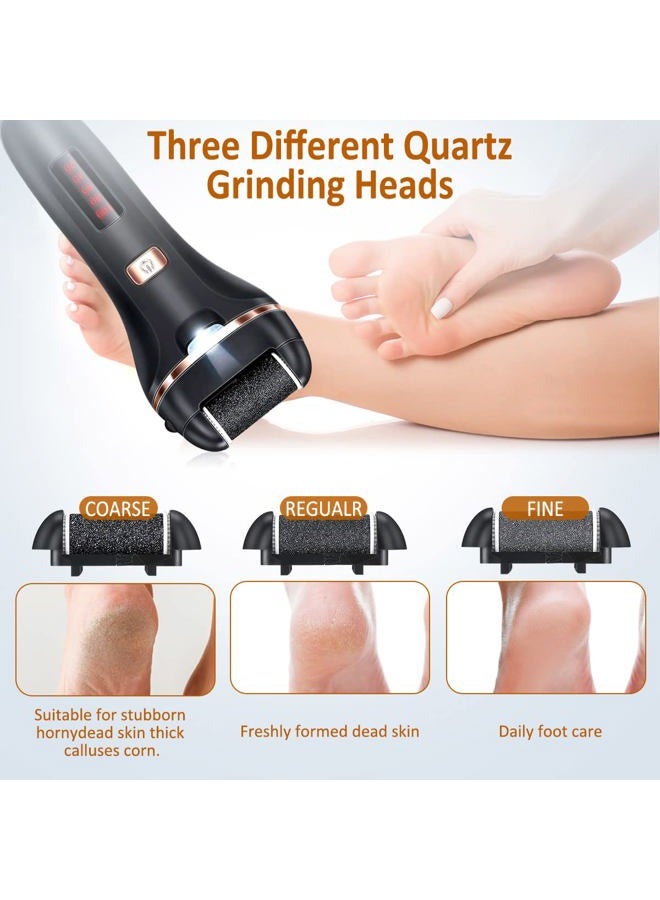 AdamPark Electric Callus Remover for Feet,Rechargeable Foot File Hard Skin Remover,Waterproof 14 in1 Professional Pedicure Kit for Cracked Heels &Dead Skin,with 3 Roller Heads 2 Speed, Battery Display - Image 3