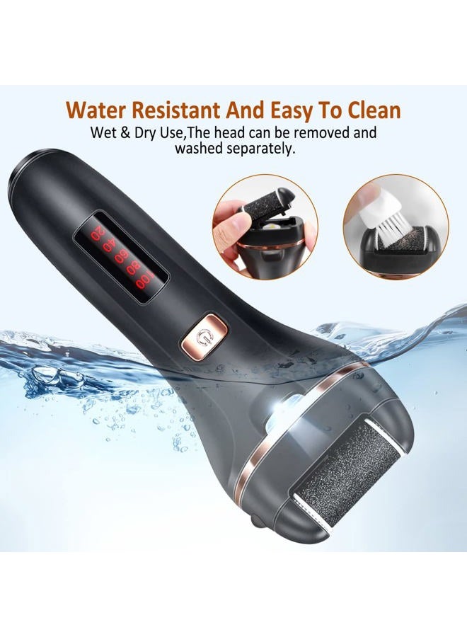 AdamPark Electric Callus Remover for Feet,Rechargeable Foot File Hard Skin Remover,Waterproof 14 in1 Professional Pedicure Kit for Cracked Heels &Dead Skin,with 3 Roller Heads 2 Speed, Battery Display - Image 5