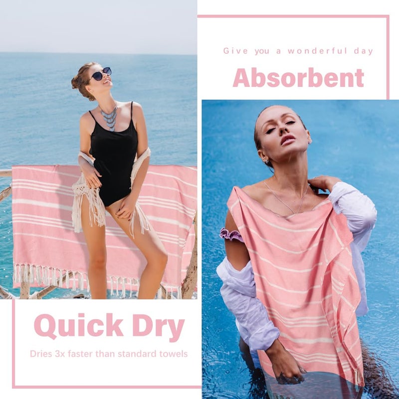 Widdonen Giant Turkish Beach Towel Blanket 85x75 Cotton XXL Extra Large Oversided Bath Pool Blankets XL Huge Bed Sand Free Throw Towels Picnic Outdoor Big Quilt Necessities Cloud Gifts for Adult Pink - Image 5