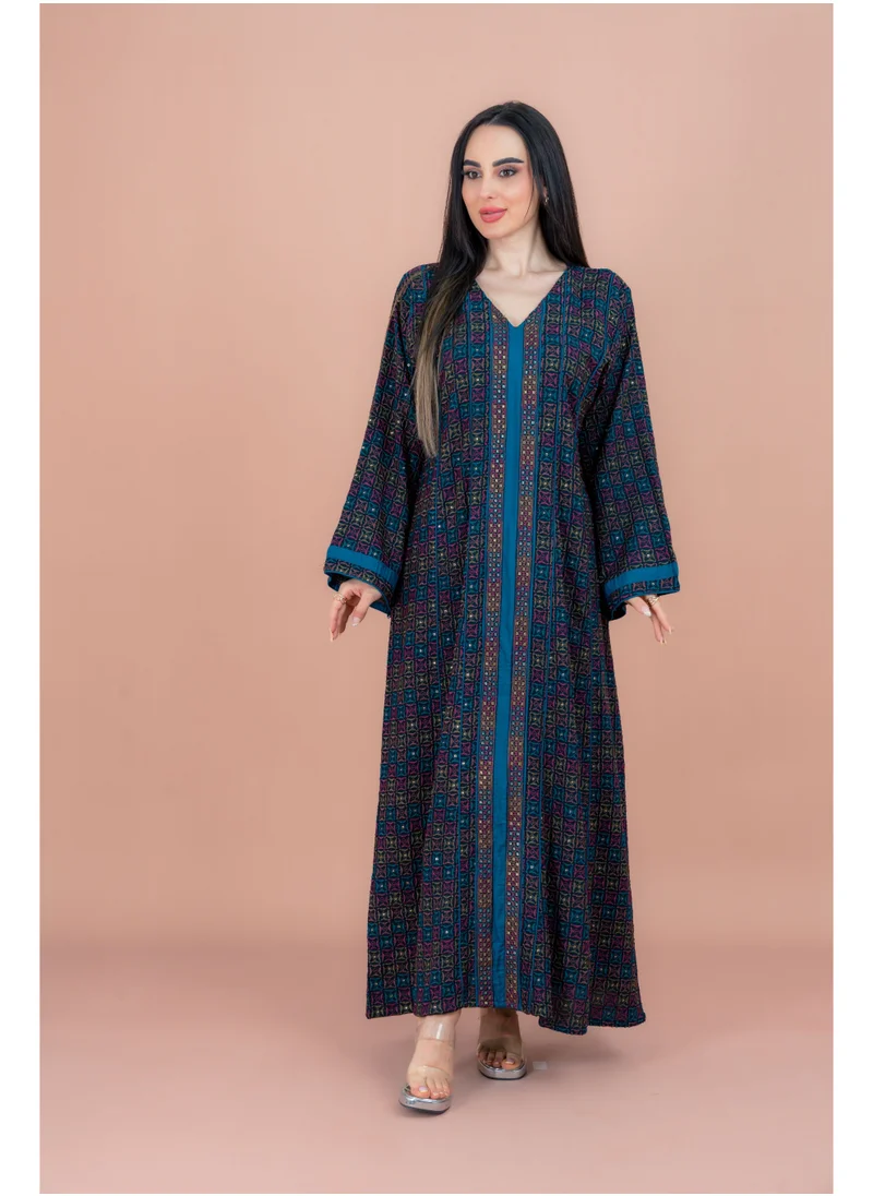 IKKXA Modern Embroidered Jalabiya IN093 Blue