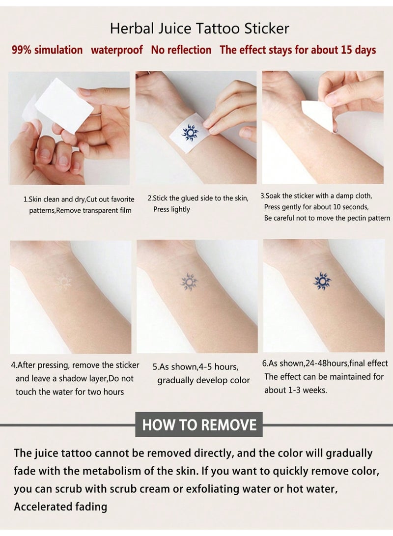 ميأميأ 5ورقة وشم مؤقتة داكنة واقعية مقاومة للماء تدوم طويلاً ملصقات للجسم للبالغين والأطفال للحفلات والمهرجانات والشاطئ - Image 3