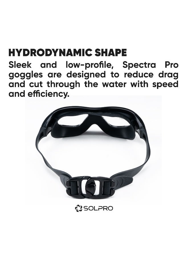 SOLPRO Spectra Pro Adult Swimming Goggles| Hydrodynamic Shape (Black) - Image 5