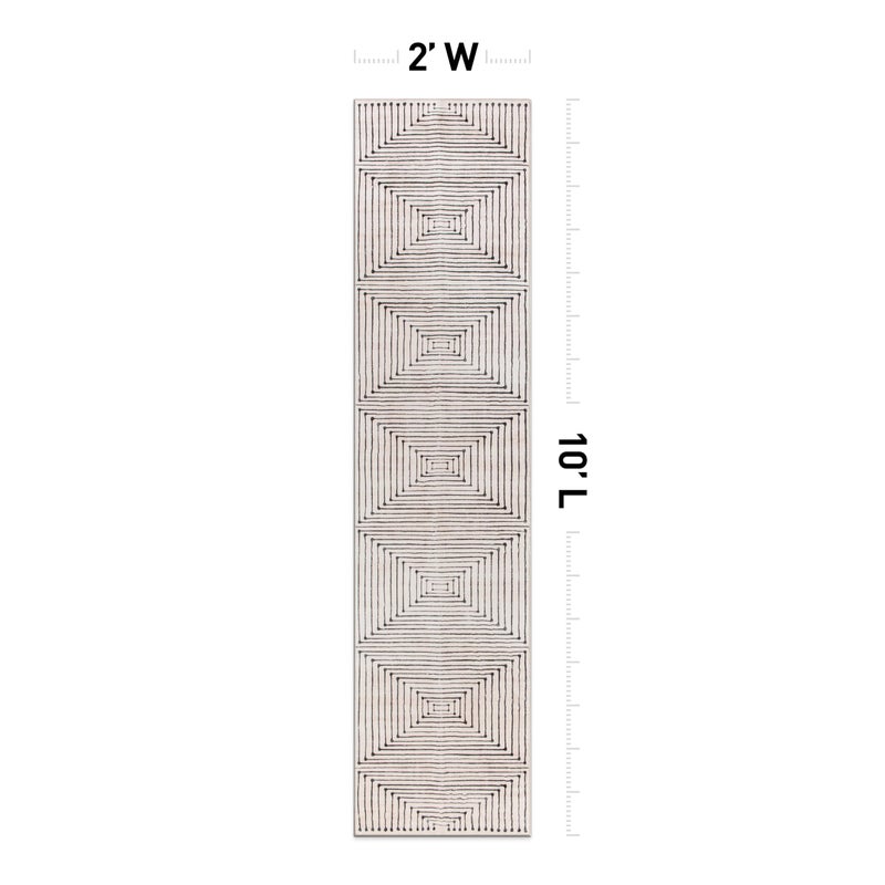 Rugshop Marbella Bohemian Stripes Washable Non Slip Runner Rug 2' x 10' Beige - Image 2