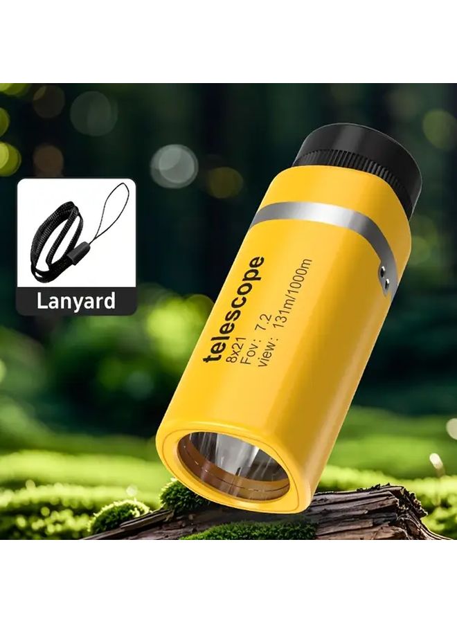 Yellow Monocular Telescope 8x Magnification Portable for Stargazing Bird Watching Kids Educational Science Toy - Image 1