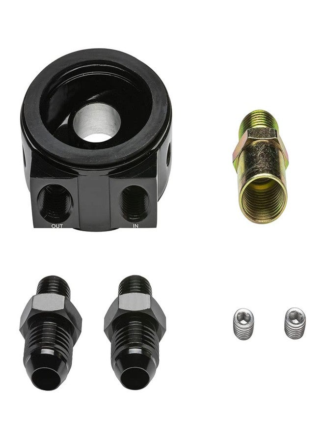 GlowShift Oil Cooler Sandwich Plate Thread Adapter - 20mm x 1.5 Thread - Install Oil Pressure & Temperature Sensors - Includes O-Ring, Port Plugs & Oil Feed/Return Line Fittings - Image 2