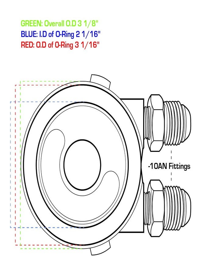 GlowShift Oil Cooler Sandwich Plate Thread Adapter - 20mm x 1.5 Thread - Install Oil Pressure & Temperature Sensors - Includes O-Ring, Port Plugs & Oil Feed/Return Line Fittings - Image 4